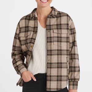 Flag & Anthem Maryville Double Pocket Plaid Knit Shirt Jacket - Beige